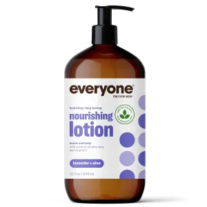 Everyone Nourishing Hand and Body Lotion, 32 Ounce (Pack of 1), Lavender and Aloe, Plant-Based Lotion with Pure Essential Oils, Coconut Oil, Aloe Vera and Vitamin E