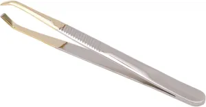 Eyebrow Tweezers Stainless Steel Makeup Light Slant Tip Hair Removal Eyelashes Eyebrow Tweezers Makeup Tool (Color : Golden) Tweezers(Golden)