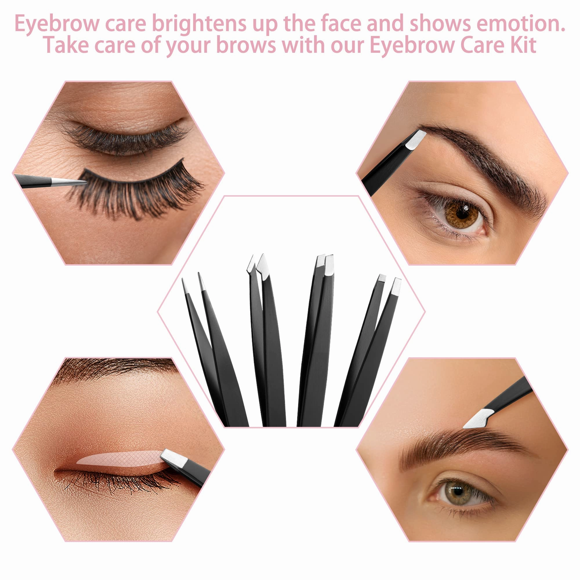 Eyebrow Trimmer 8-Pack - Eyebrow Tweezers Set - Eyebrow Shaping Kit for Women & Men With Razor, Brush With Comb, Pencil, and Scissors in Padded Case
