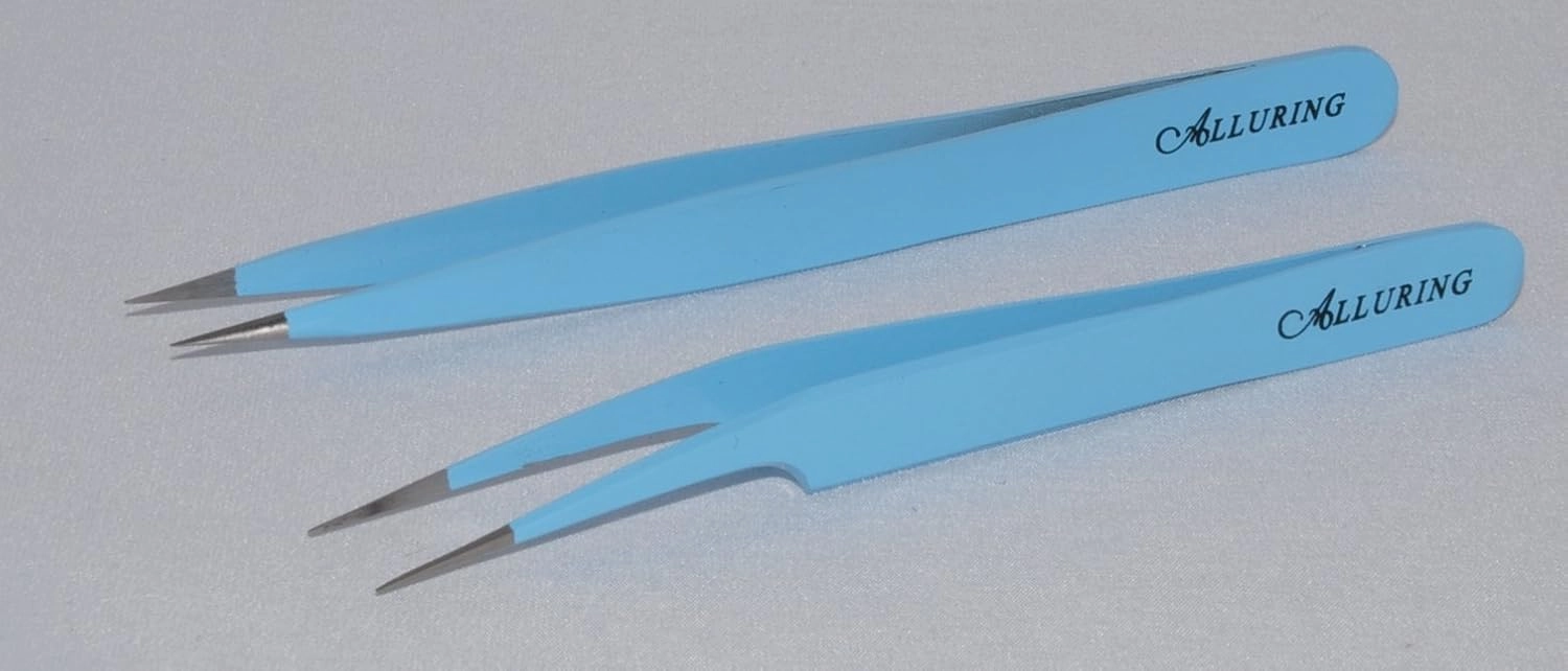 Eyelash Extension 1 Set of Blue ESD Straight & Pro-Straight Tweezers