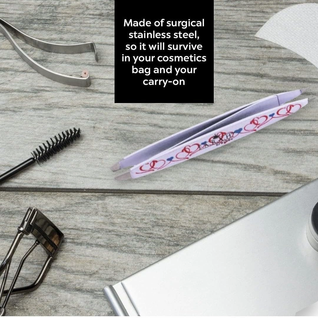 F.A.R.A.H Z-Tweeze Professional Stainless Steel Dual Ended Precision Tweezers - Heart Collection (Dancing Hearts White)