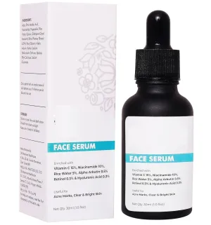 Face Serum with Vitamin C 15%, Niacinamide 10%, Rice Water 5%, Retinol 0.3%, 1 fl oz, For Acne Marks and Skin Brightening