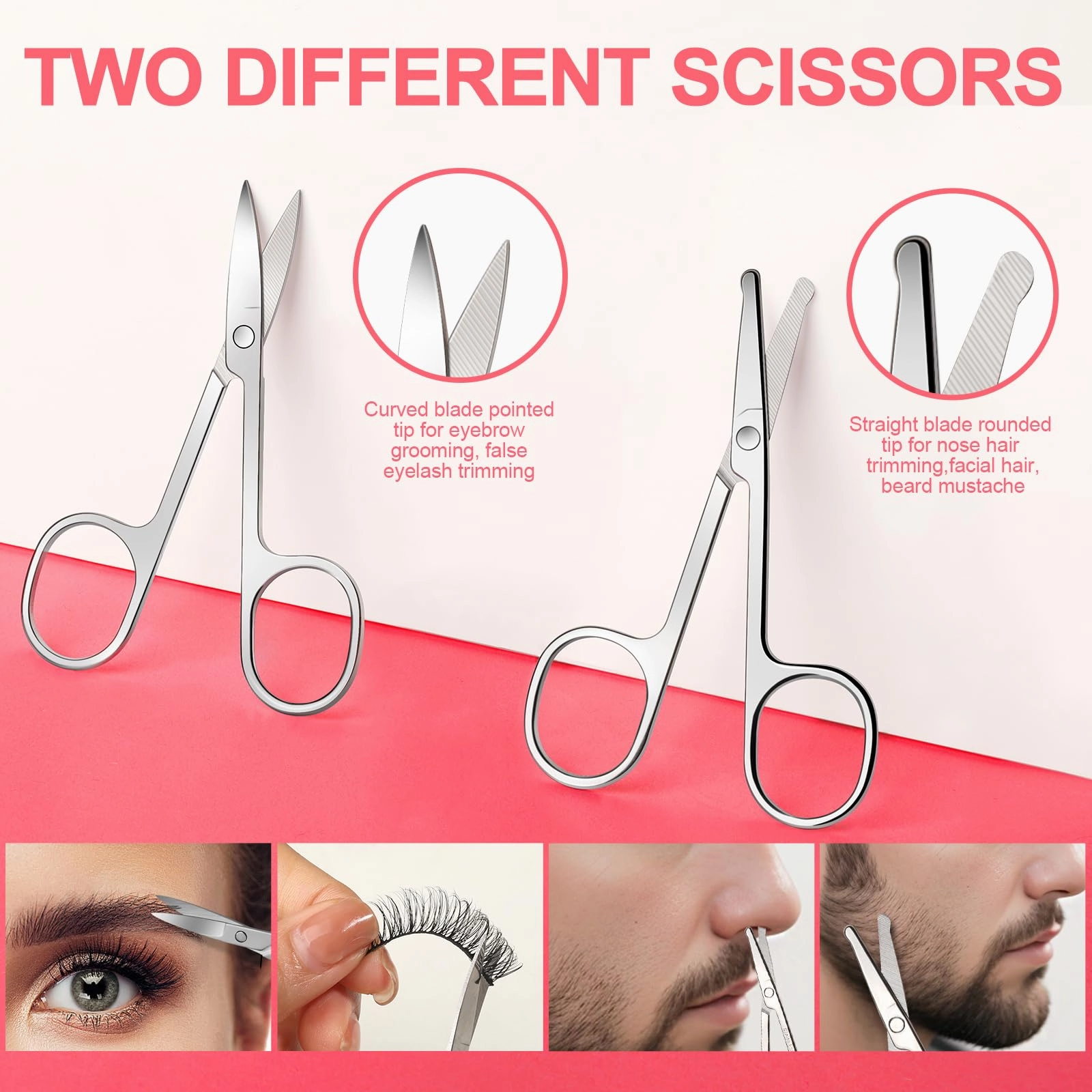 FANDAMEI Eyebrow Scissors, Eyebrow Kit, Eyebrow Tweezers for Women, Eyebrow Razor, Eyebrow Brush. Eyebrow Kit for Men with Leather Case. Eyebrow Scissors for Women Facial Hair Ingrown Hair Removal