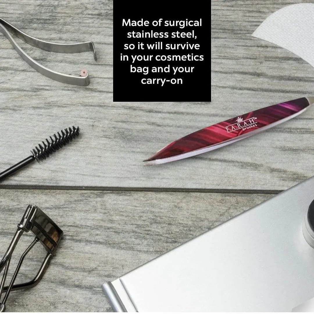 F.A.R.A.H. Z-Tweeze Professional Galaxy Magenta Stainless Steel Dual Ended Precision Tweezers with Slanted and Pointed Tips