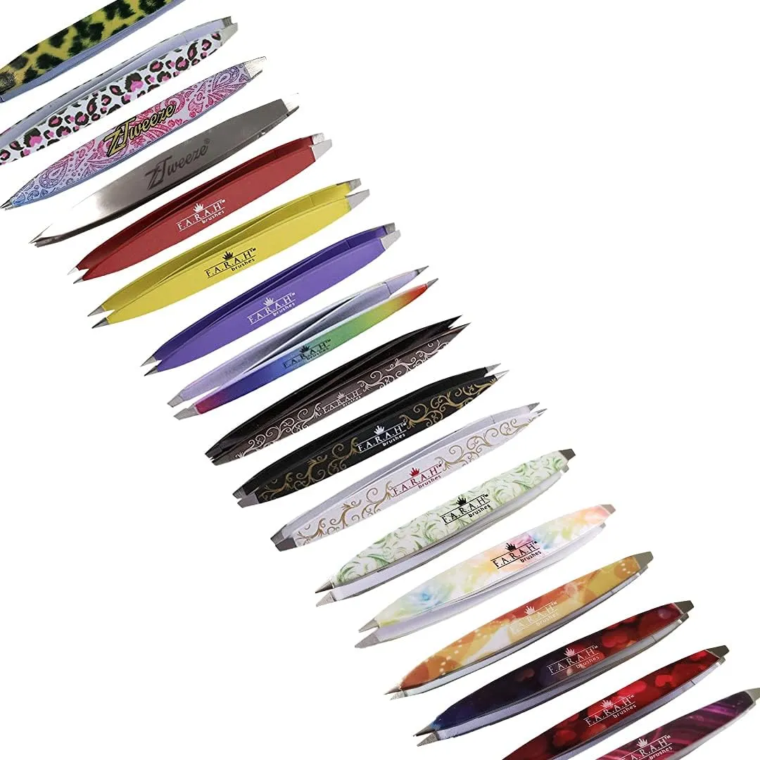 F.A.R.A.H. Z-Tweeze Professional Galaxy Magenta Stainless Steel Dual Ended Precision Tweezers with Slanted and Pointed Tips