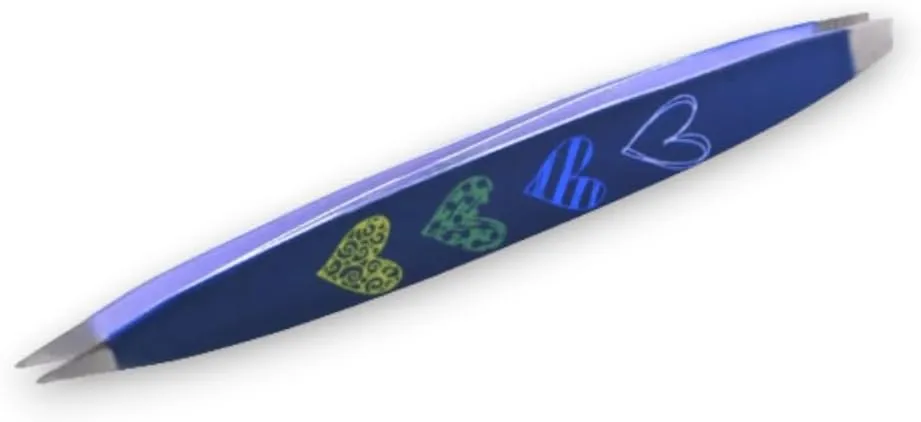 F.A.R.A.H Z-Tweeze Professional Stainless Steel Dual Ended Precision Tweezers - Heart Collection (Sketch My Heart Blue)