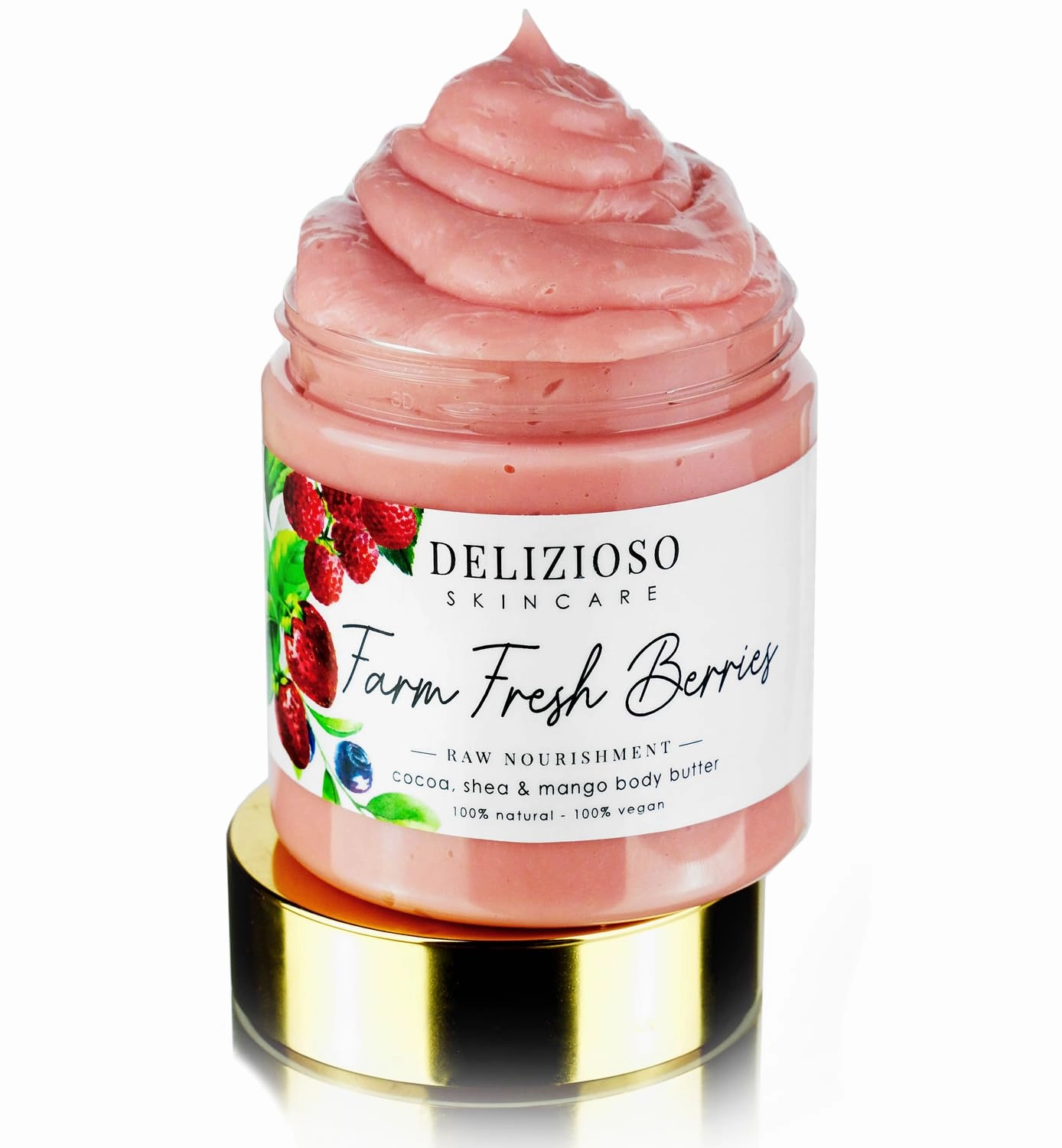 Farm Fresh Berries 100% Natural & Vegan Raw Nourishment Body Butter - Cocoa, Shea & Mango Butter - Rich, Quick Absorbing Moisturizer For Full Body, Hands & Feet - Handmade, Cruelty Free, with Organics