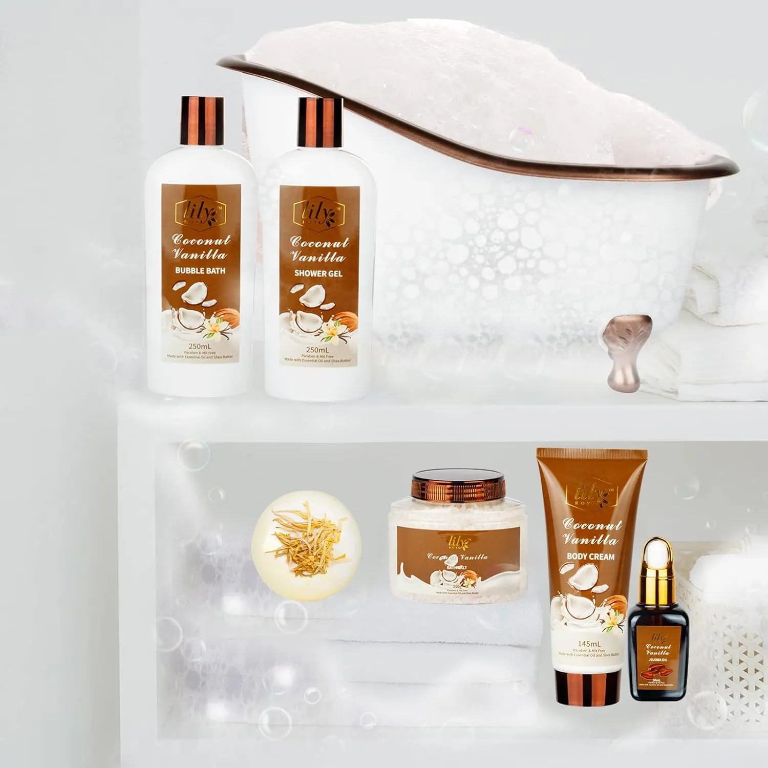Fathers Day Gifts for Dad Men - 7-Piece Nourishing Bath & Body Gift Set for Women, Bath Gift Set with Bath Bomb | Perfect Christmas, Birthday Gifts Luxury Self Care Kit, Gift for Her Him All Occasions