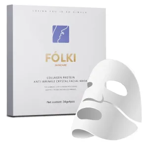 FÓLKI Deep Collagen Face Masks Overnight, Protein Anti-Wrinkle Crystal Patches, Hydrating Hydrogel Mask,Elasticity Improvement, Pore Minimizing, 34g x4ea (4 Count (Pack of 1))