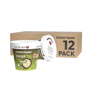 Gabriel & Daniel Instant Oatmeal with Matcha & Coconut – Non-GMO, Pure and Organic Gluten Free Oats – High Fiber & Probiotics for Digestive & Brain Health – Quick & Easy Breakfast (Pack of 12)
