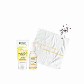 Garnier Fast Bright Serum And Day Cream Bundle 15% Off   Free Towel