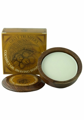 Geo f. Trumper Coconut Oil Hard Shaving Soap Wooden Bowl