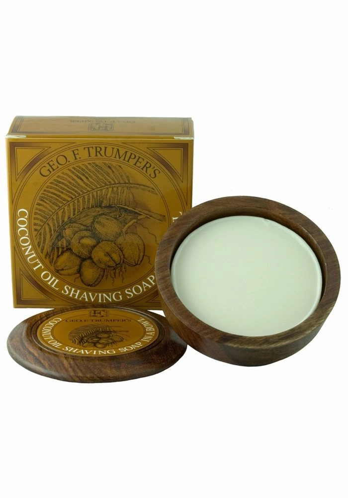 Geo f. Trumper Coconut Oil Hard Shaving Soap Wooden Bowl