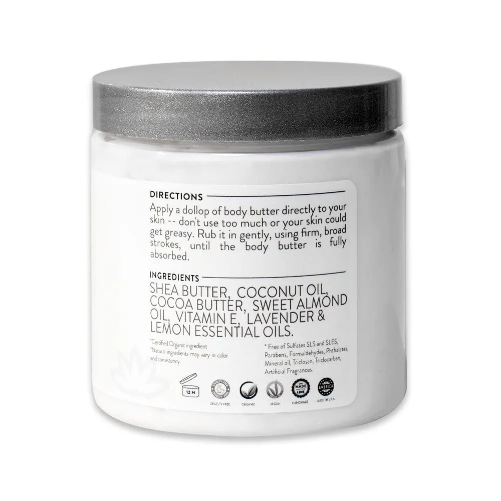 GLIMMER GODDESS Organic Whipped Body Butter- Coconut Lime, Vegan, 24 Hr Hydration, Less Stretch Marks, All Skin Types, Child-Safe, Organic, 8 oz