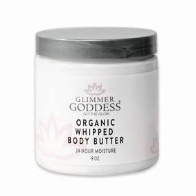 GLIMMER GODDESS Organic Whipped Body Butter- Jasmine, Vegan, 24 Hr Hydration, Less Stretch Marks, All Skin Types, Child-Safe, Organic, 8 oz