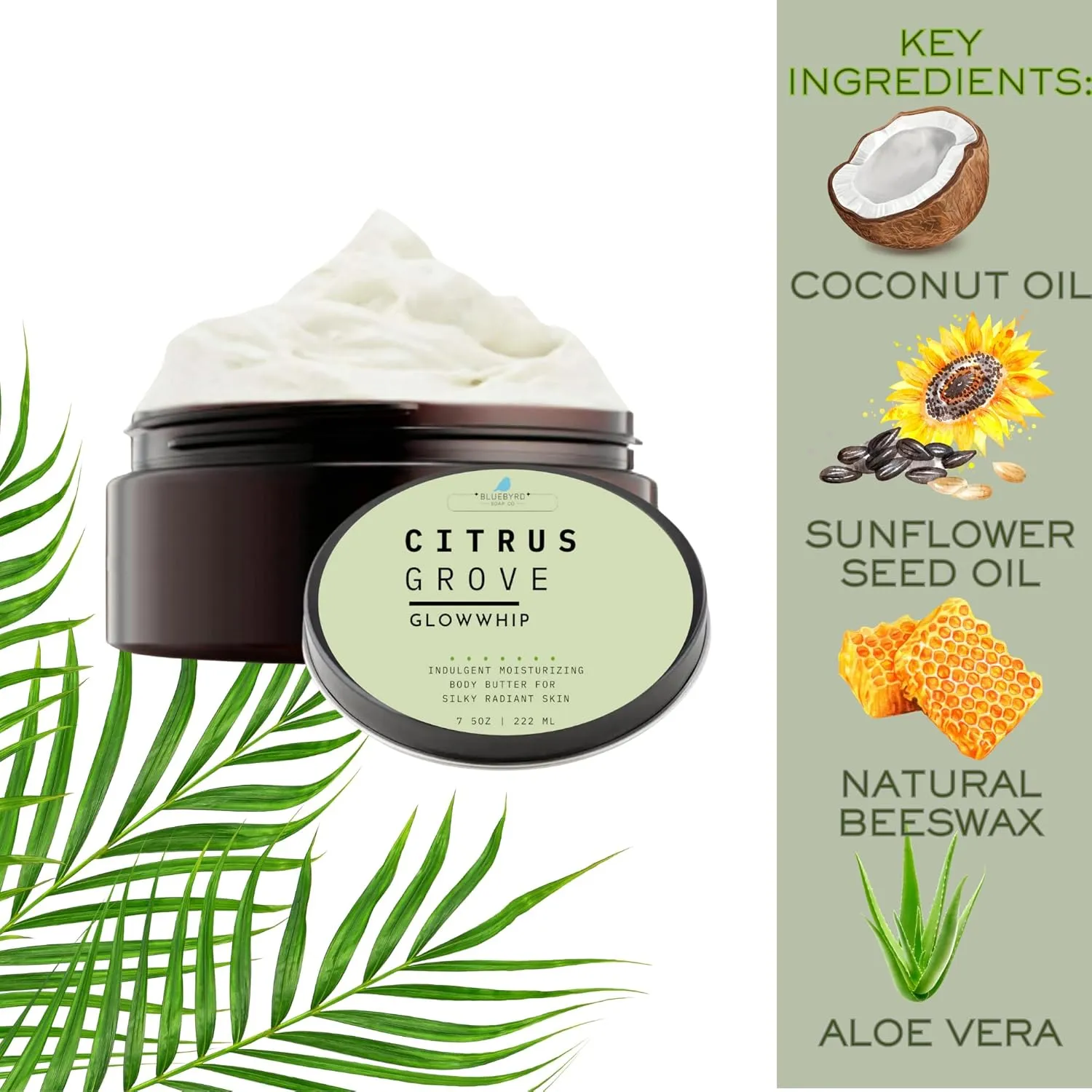 Glowwhip Body Butter – Velvet Peppermint | Whipped Body Cream for Deep Hydration | Non-Greasy, Fast-Absorbing Moisturizer with Beeswax, Aloe & Vitamin E | Cooling Scent | 8 oz (Peppermint)