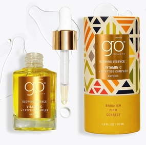 Go Beauty Daily Skin Brightening & Tightening Serum with Vitamin C, Niacinamide, Vitamin B5, Collagen &   7 Peptide Complex for Dark Spots, Dull & Uneven Skin Tone – Glowing Essence,1 fl. Oz