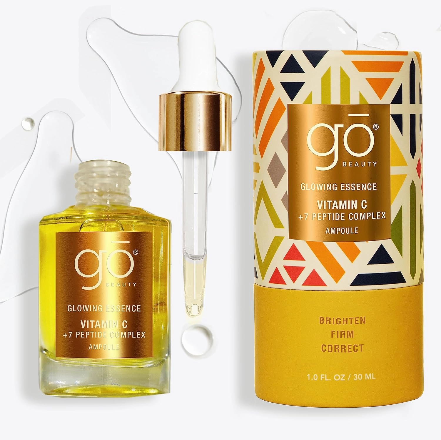 Go Beauty Daily Skin Brightening & Tightening Serum with Vitamin C, Niacinamide, Vitamin B5, Collagen &   7 Peptide Complex for Dark Spots, Dull & Uneven Skin Tone – Glowing Essence,1 fl. Oz