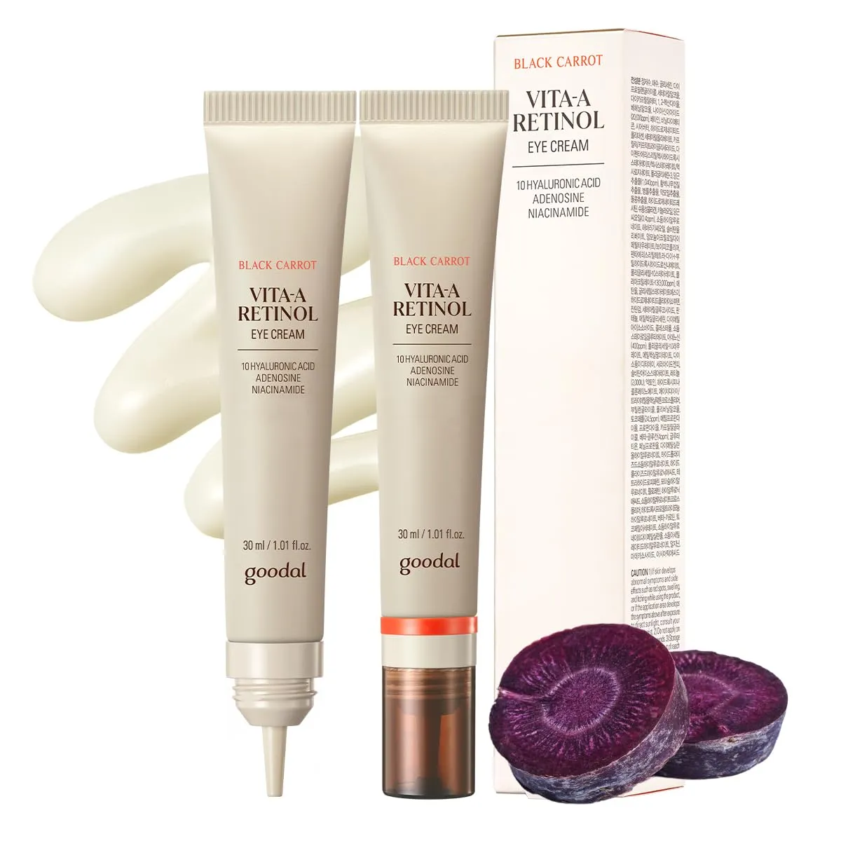 GOODAL Black Carrot Vita-A Retinol Eye Cream, Daily Cream for Under Eye, Smoothing Skin Care, K-Beauty, Korean Skincare