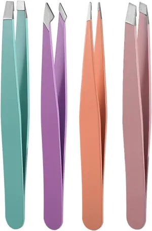 Hair Removal Tweezers Eyebrow Tweezers Point Tip Slant Hair Removal Beauty Makeup Tool Accessory Lash Tweezers Tweezers(Orange) (Pink)