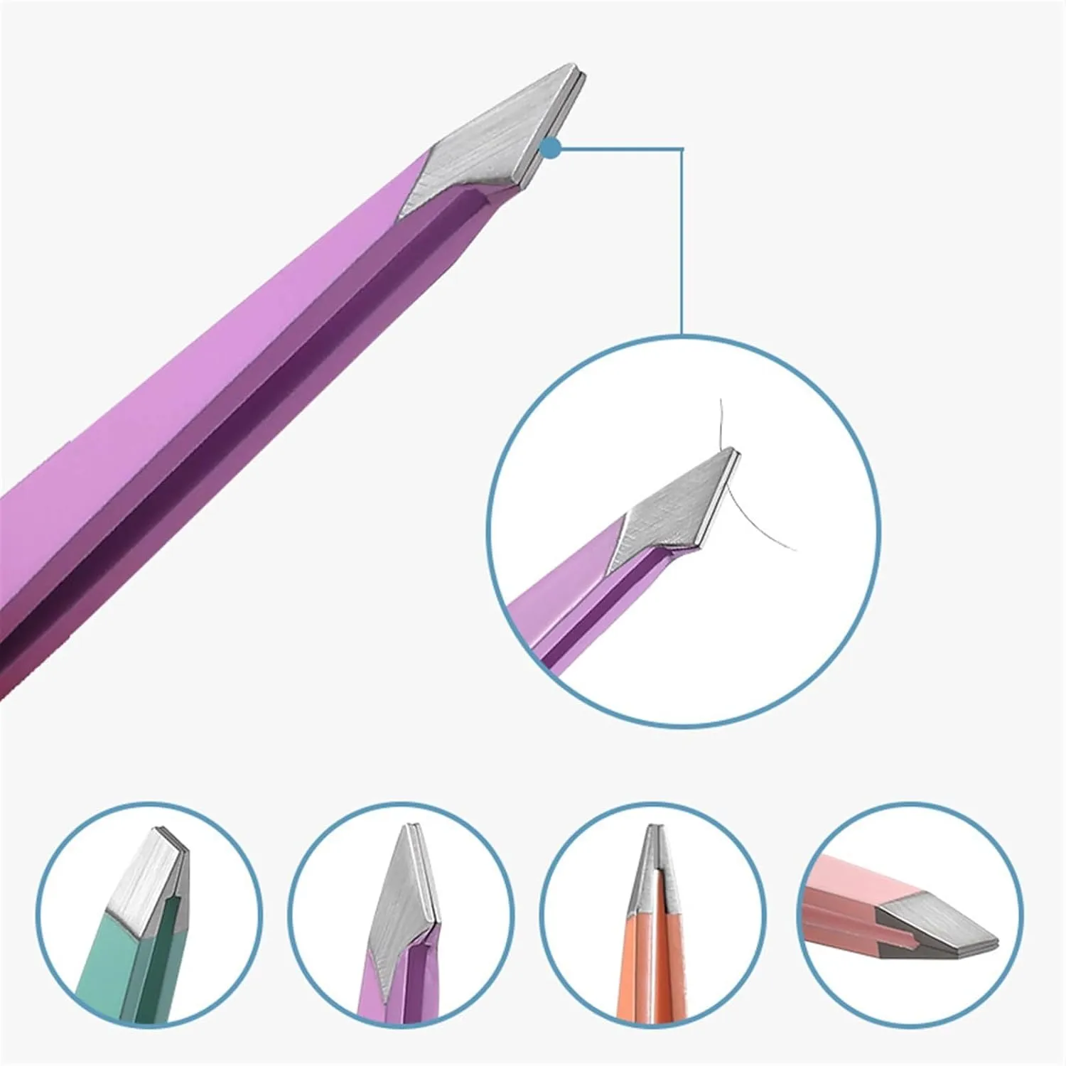 Hair Removal Tweezers Eyebrow Tweezers Point Tip Slant Hair Removal Beauty Makeup Tool Accessory Lash Tweezers(Green)