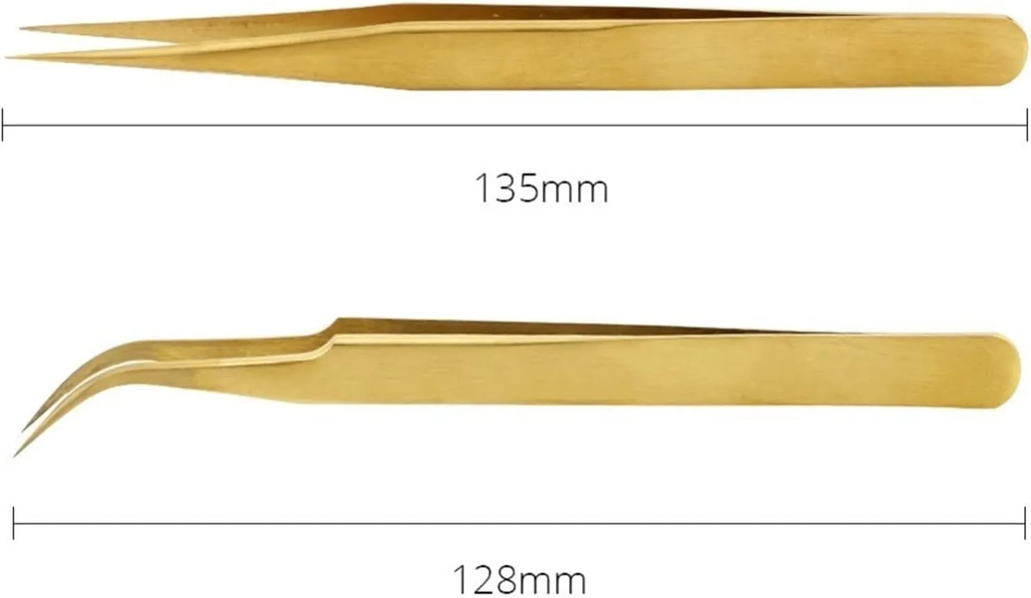 Hair Removal Tweezers Precision Tweezers Eyelash Extension Clip Curved Straight Pointed Electroplating Pliers fine Pointed Hand Tool kit(Gold02)