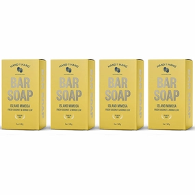 Hand in Hand Bar Soap, Nourishing Cleanser For All Skin Types, Organic Shea and Cocoa Butters, 5 Ounce, Fresh Coconut & Mango Leaf, Island Mimosa Scent, 4 Pack