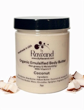Handmade Luxurious Emulsified Body butter with Hyaluronic Acid & Shea, Kokum & Cocoa butter based with natural oils - non greasy, moisturizing, Rich (Coconut)