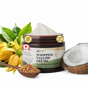 HAPPY FOX Tallow Skin Cream, Organic Grass-Fed & Finished - Handmade in Small Batches with Essential Oil Blends, Beef Tallow Moisturizer Balm for Body & Hands, Horizon Scent, 2oz / 60ml