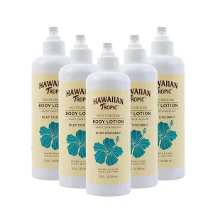 Hawaiian Tropic Moisturizing Body Lotion 5 Pack, 380ml Bottle, Silky Coconut Scent, SLS Free, Paraben Free, for Hotel Amenities, Travel Size, Vacation Rental Supplies, Airbnb Essentials