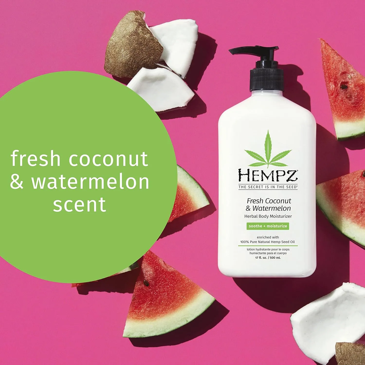 Hempz Body Lotion - Sweet Pineapple & Honey Melon   Coconut & Watermelon Daily Moisturizing Cream, Shea Butter, Aloe - Skin Care Products, Hemp Seed Oil - 17 fl oz, 2-Pack Bundle