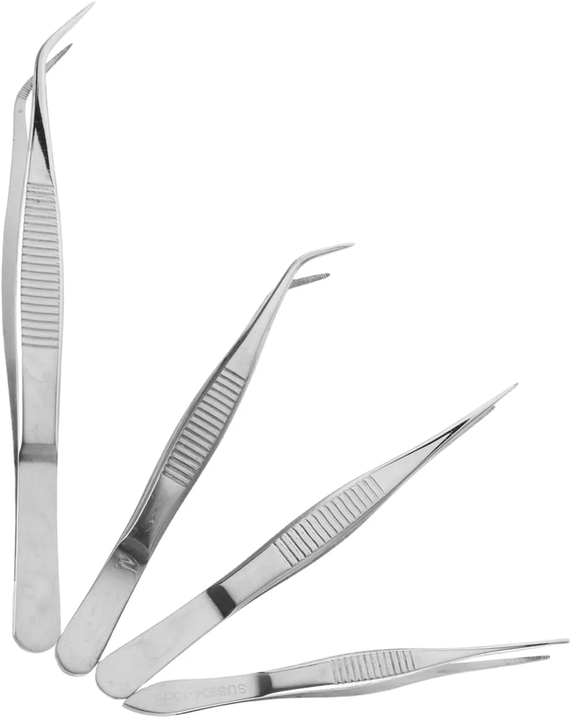 HOMSFOU 2sets Multi-use Tweezers Angled Serrated Tip Jewelry Making Tweezers for Eyelash Applicator and Stamp Tongs 4pcs*2