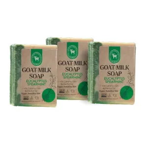 Honey Sweetie Acres 3-Pack Eucalyptus Spearmint Goat Milk Soap - Handmade 5 oz Bar, Made with Natural Ingredients, Moisturizing & Gentle, Made in the USA