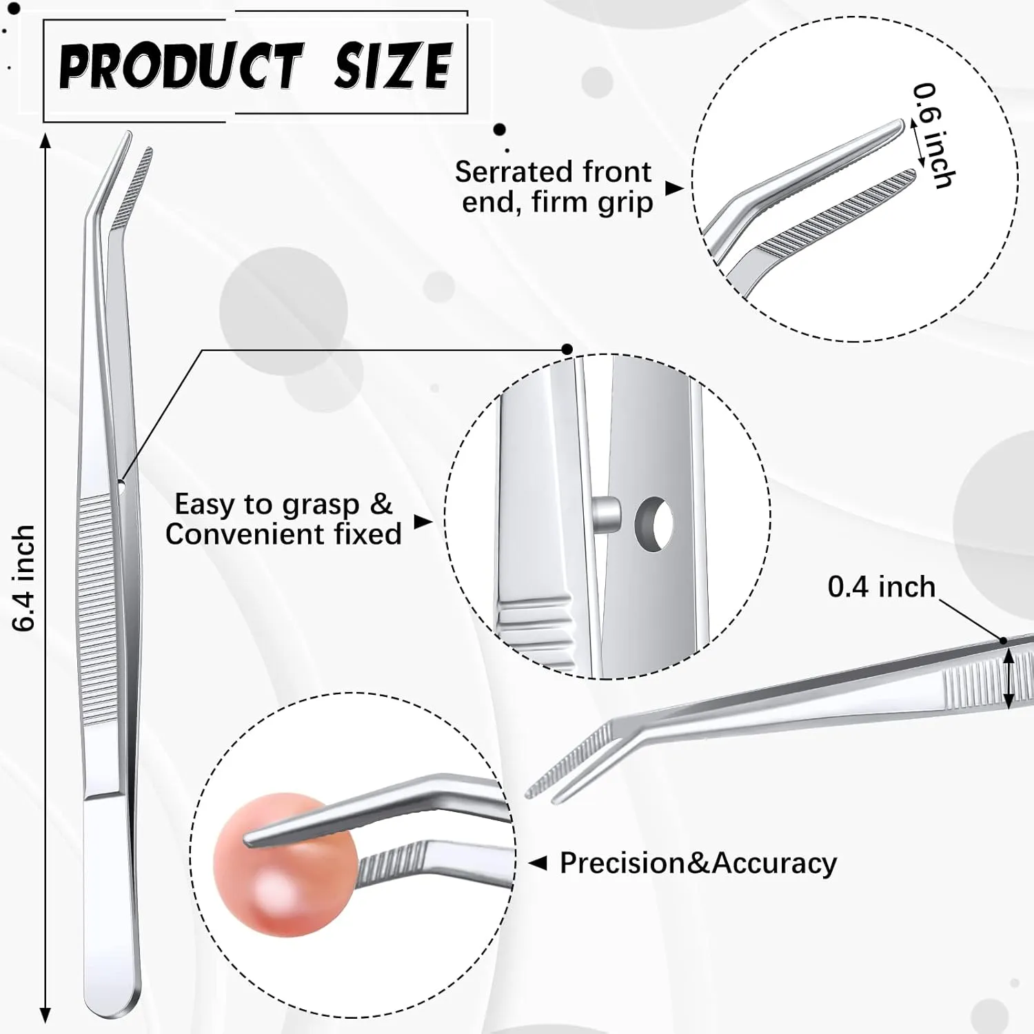 Honoson 16 Pcs Stainless Steel Tweezers for Crafting with Curved Serrated Tip Multipurpose Forceps Sewing Machine Tweezers Bulk (Silver)