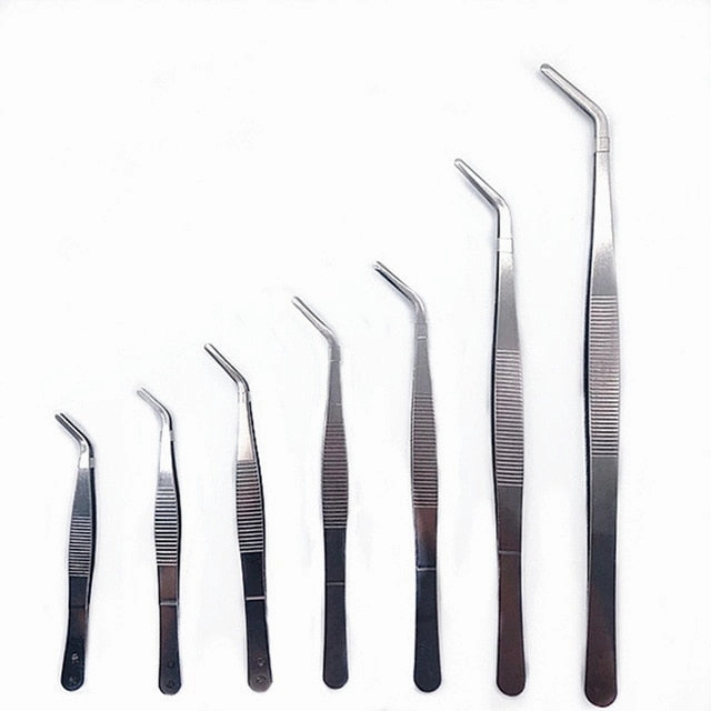 HULIANFU Stainless Steel 430 Anti-iodine Medical Tweezers Long Straight Forceps 12.5cm-30cm Straight Head Elbow Thicken Medical Tools