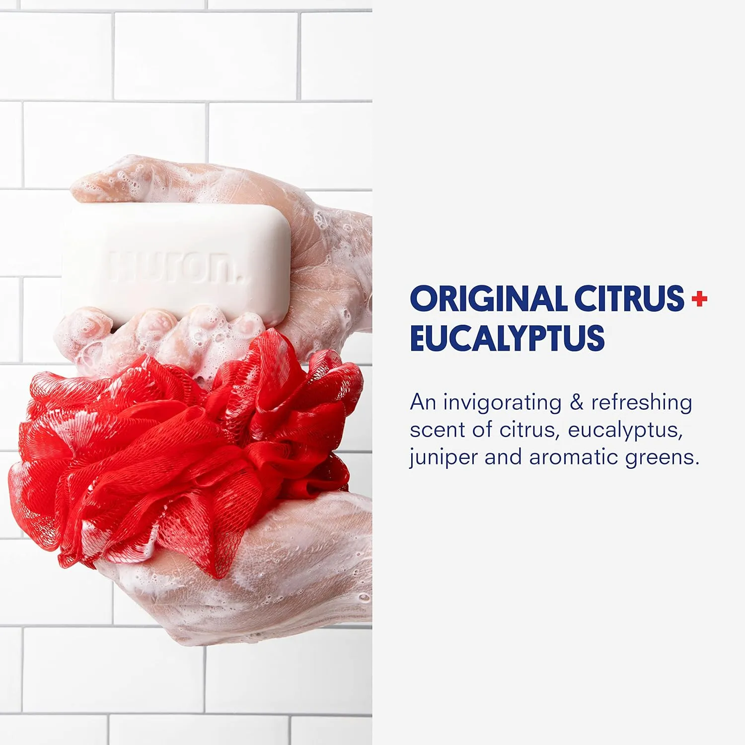 Huron Bar Soap - Citrus   Eucalyptus, 1 Pack - Crisp & Invigorating Scent of Citrus, Eucalyptus, Mint & Aromatic Greens
