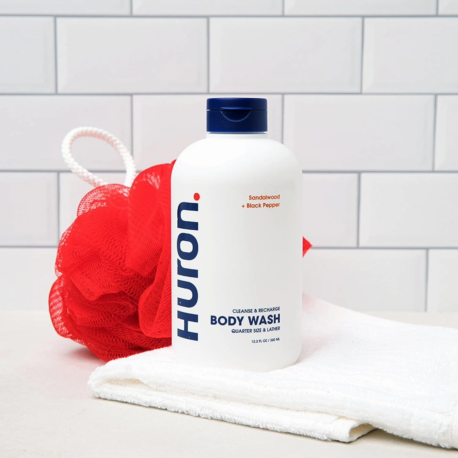 Huron Men’s Moisturizing Body Wash – Crisp & Invigorating Scent of Citrus, Eucalyptus, Mint, & Aromatic Greens - Made With Coconut Oil, Vitamin E & Witch Hazel – Vegan, Cruelty-Free - 12.2 fl oz