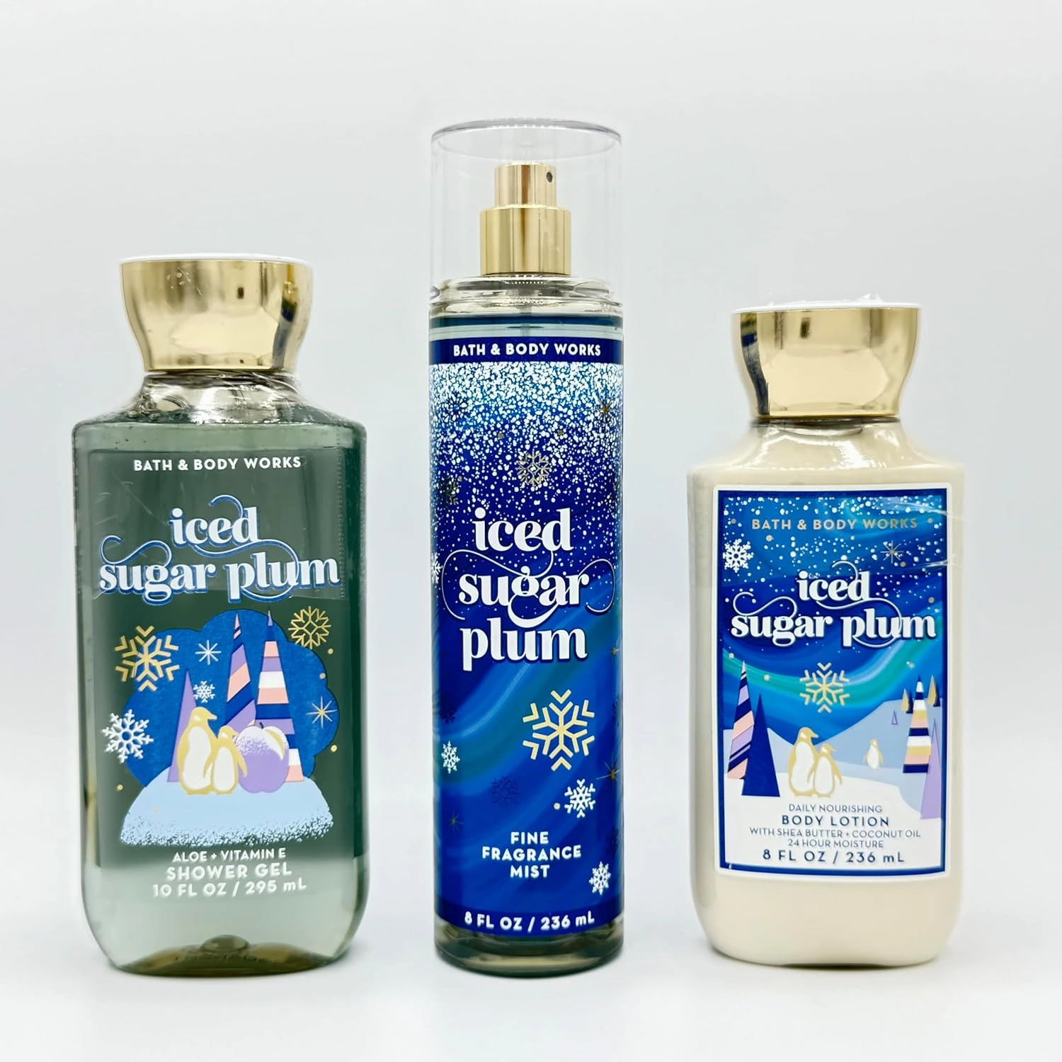 Iced Sugar Plum 3-Piece Bath Bundle | Shower Gel, Fine Fragrance Mist and Daily Nourishing Body Lotion