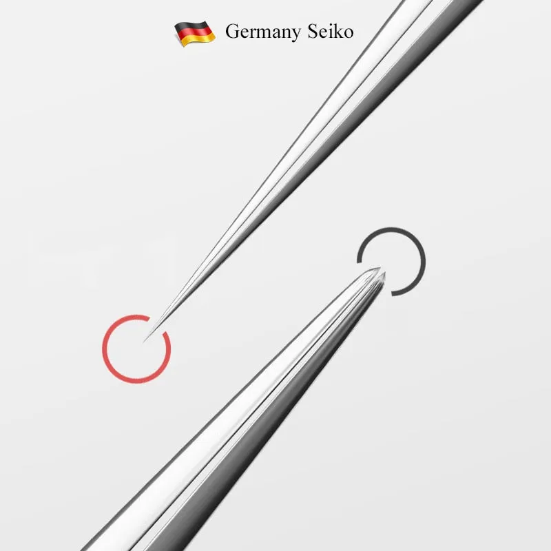 Ingrown Hair Blackhead Tweezers Pointed Tip, Precision German Stainless Steel, Extra Sharp, Perfect for Splinters, Facial Hair, etc.