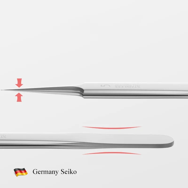 Ingrown Hair Blackhead Tweezers Pointed Tip, Precision German Stainless Steel, Extra Sharp, Perfect for Splinters, Facial Hair, etc.