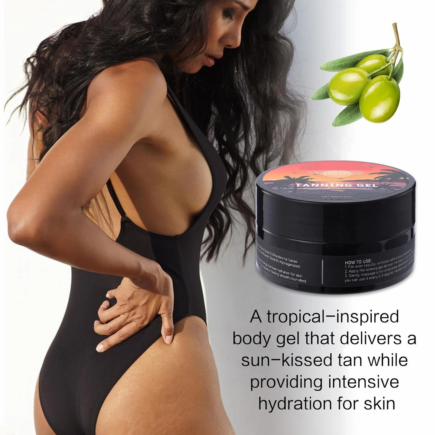 Intense Tanning Gel for Outdoor Sun & Sunbeds | Fast-Acting Tan Accelerator with Olive Oil & Coconut Oil | Water-Resistant Bronzing Gel Enriched with Vitamin A   E for Hydrated Skin (2pc)