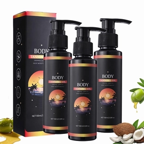 Intense Tanning Oil for Outdoor Sun | Water-Resistant Bronzing Accelerator with Coconut & Olive Oil | Vitamins A&E for Hydration | Streak-Free Non-Greasy Formula for Sunbeds & Beach (3pc)