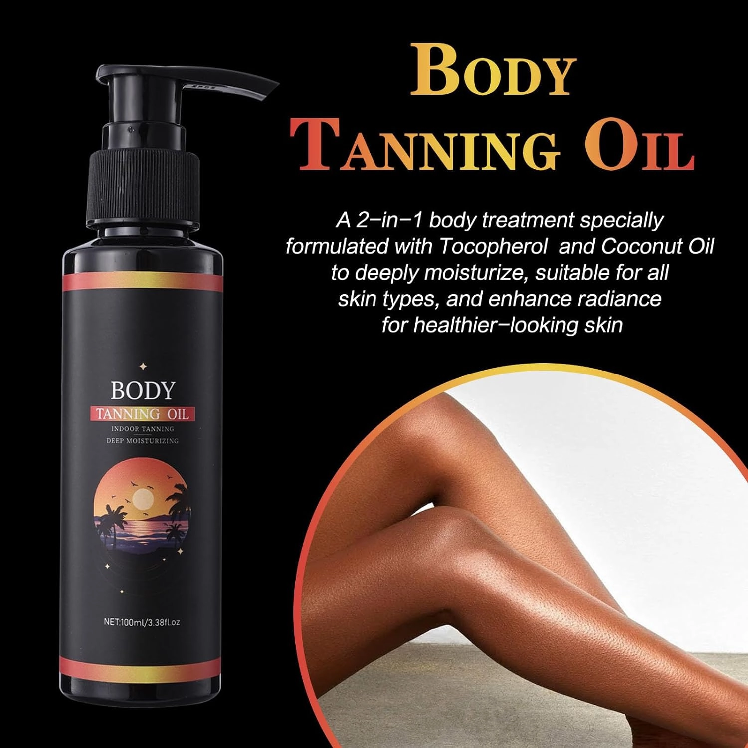 Intense Tanning Oil for Outdoor Sun | Water-Resistant Bronzing Accelerator with Coconut & Olive Oil | Vitamins A&E for Hydration | Streak-Free Non-Greasy Formula for Sunbeds & Beach (3pc)
