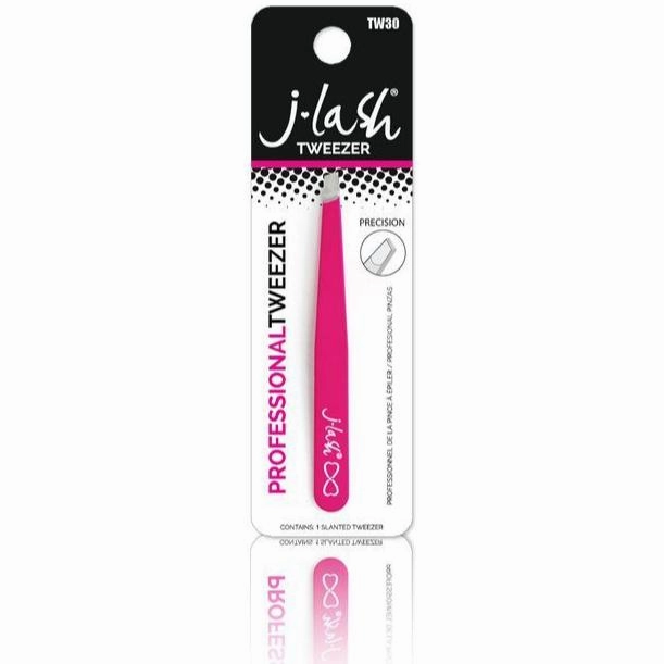 J-lash Slant Tip Tweezers - Hot Pink