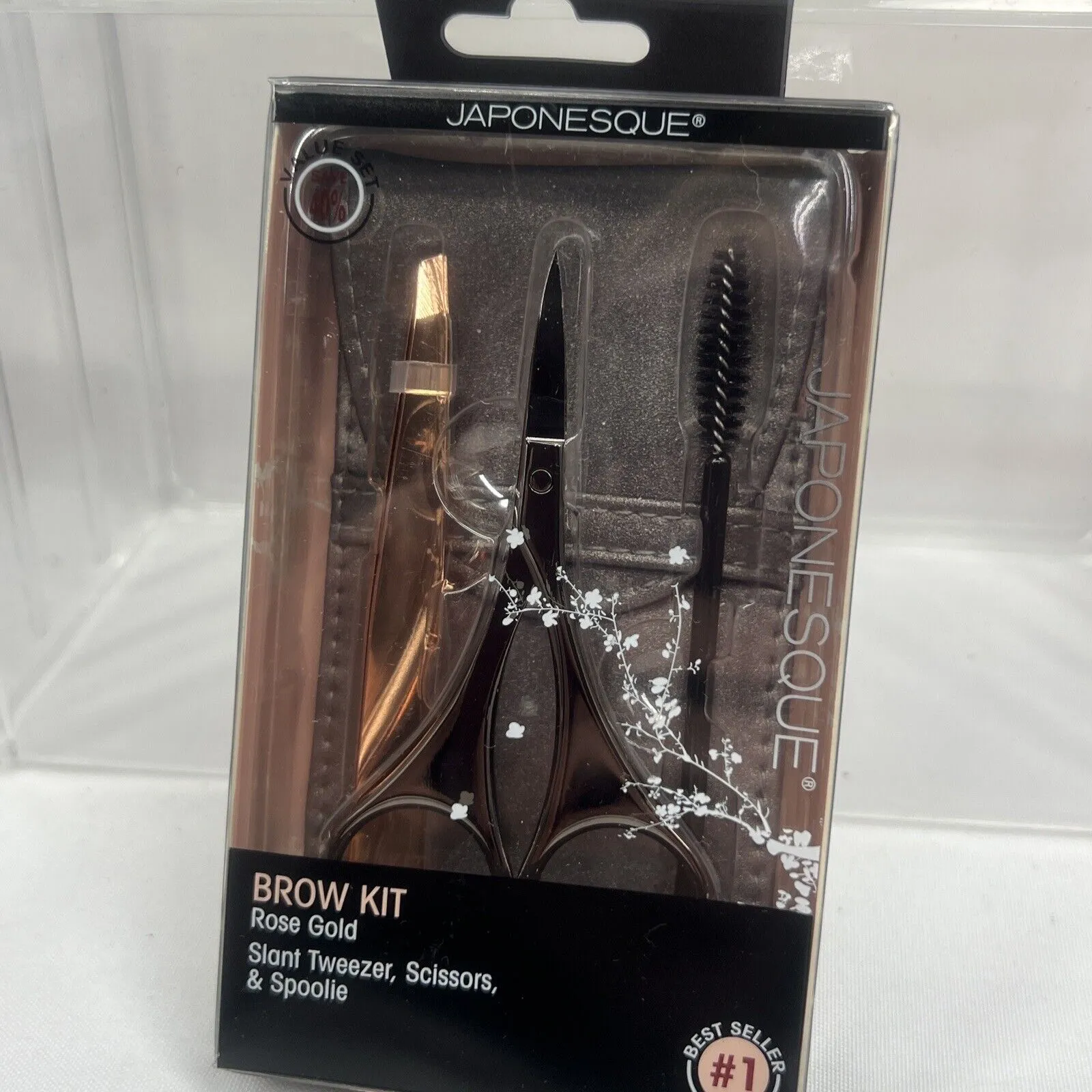 JAPONESQUE Luxe Brow Kit Rose Gold Slant Tweezers Scissors Spoolie GIFT SET