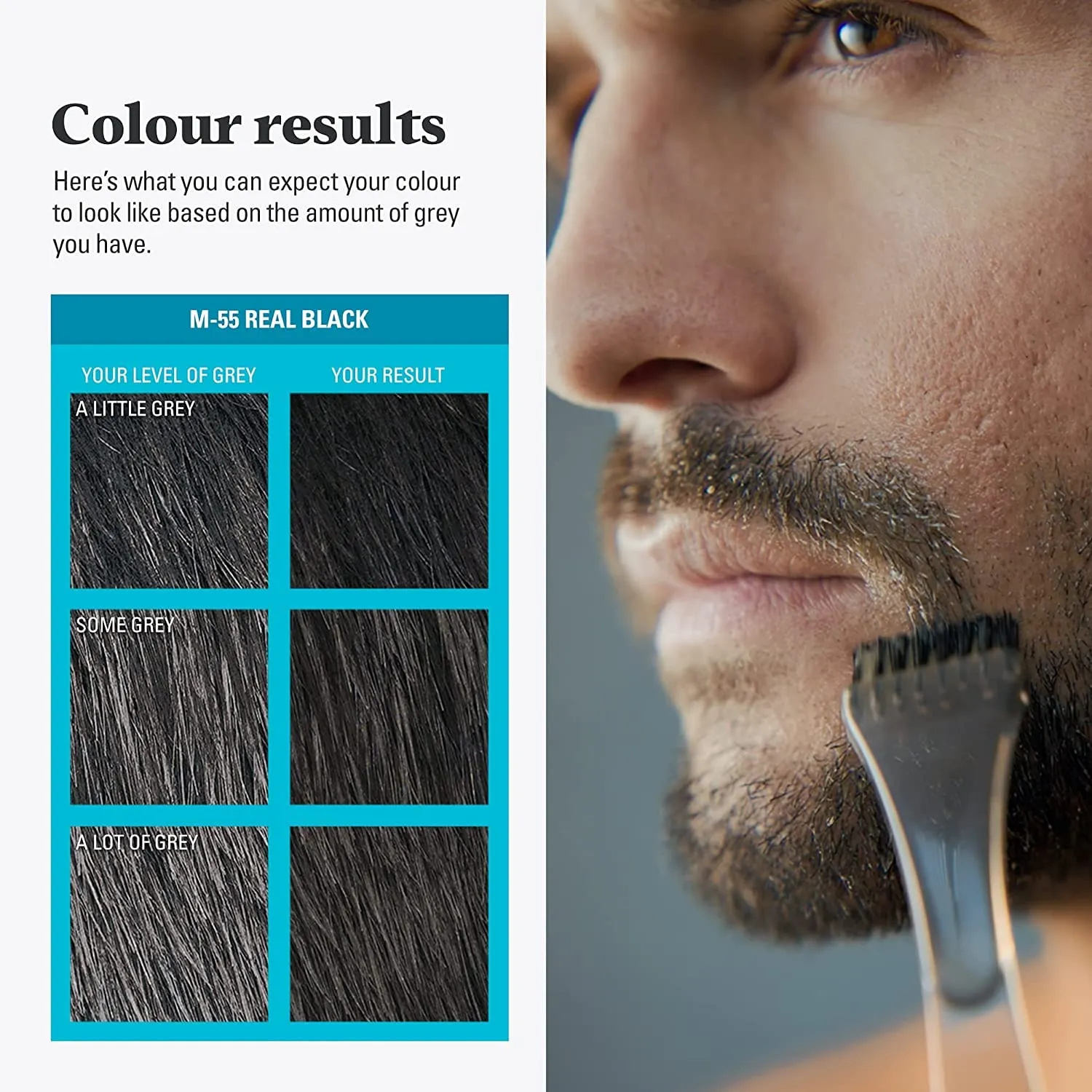 JUST FOR MEN Color Gel Mustache & Beard M-55 Real Black 1 Each (Pack of 5)