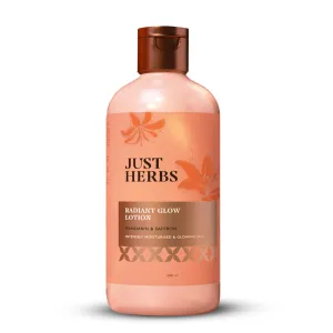 Just Herbs Radiant Glow Body Lotion with UVA/B Filters | For Intensely Moisturised & Glowing Skin | Reduces Dullness & Blemishes | Mandarin, Saffron, Vitamin C, Niacinamide | All Skin Types
