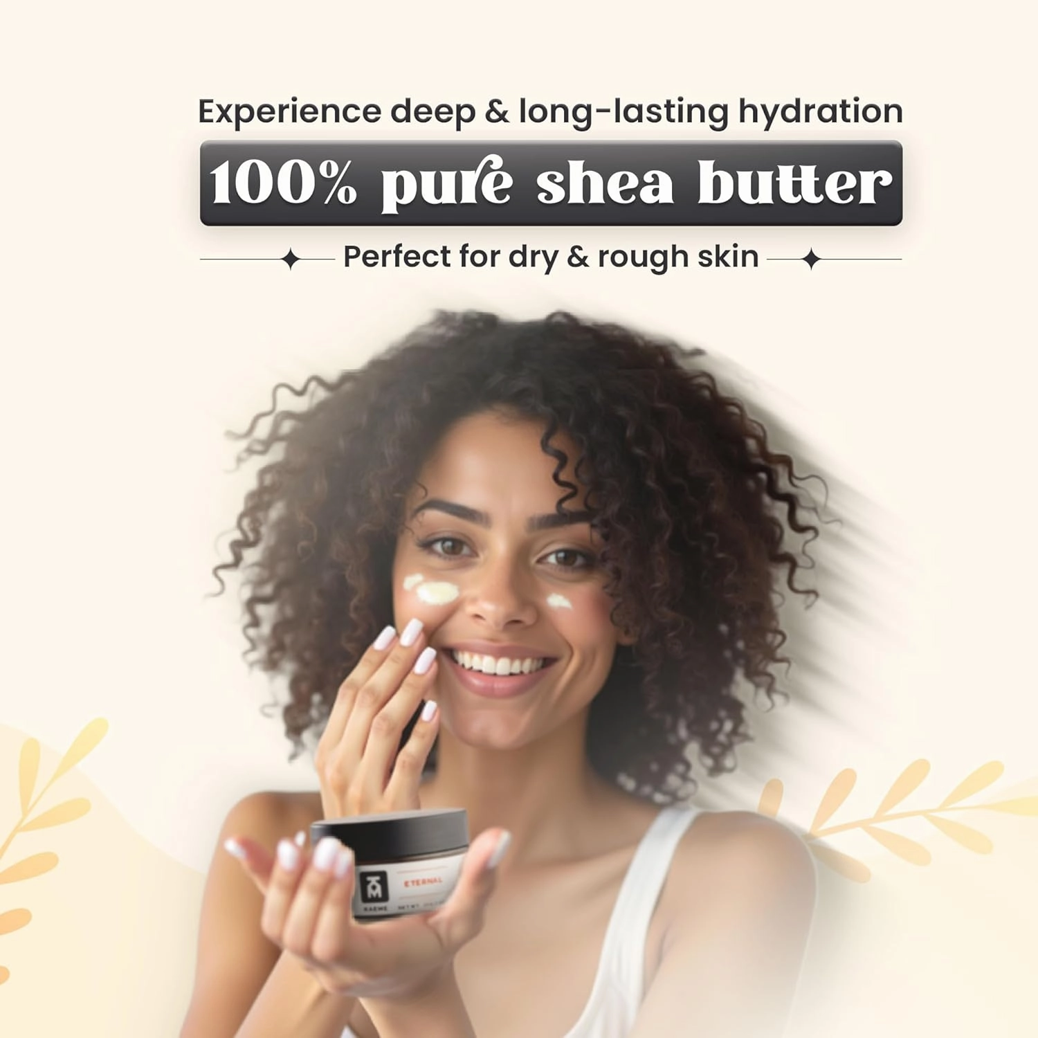 Kaeme Eternal African Whipped Shea Butter Made with Raw Organic Unrefined butter, Moisturizer for Skin, With Coconut Oil, Deep Hydration for Skin, DIY, From Ghana, For Women and Men (3.4oz/100g jar)