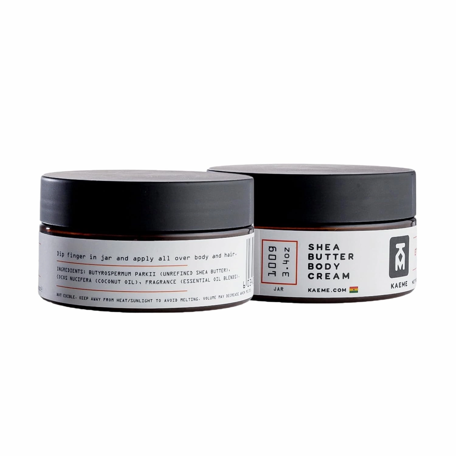 Kaeme Eternal African Whipped Shea Butter Made with Raw Organic Unrefined butter, Moisturizer for Skin, With Coconut Oil, Deep Hydration for Skin, DIY, From Ghana, For Women and Men (3.4oz/100g jar)
