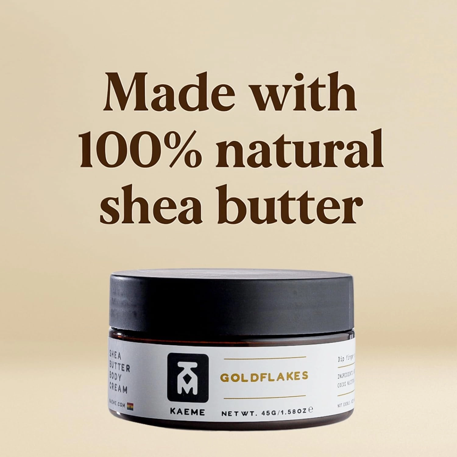 kAEME Goldflakes African shea butter Made from Raw organic pure unrefined moisturizer cream with Natural Coconut Oil for deep hydration skin hair scalp DIY shea body butter (3.4oz/100g jar)